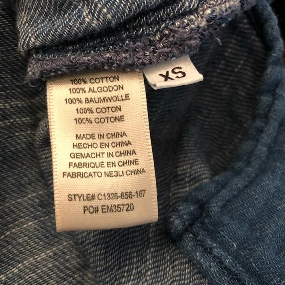 Anthropologie | Cloth & Stone Chambray Cold Shoulder Dress Women's size XS - Picture 6 of 7